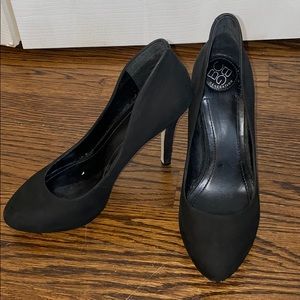 BCBG black suede heels